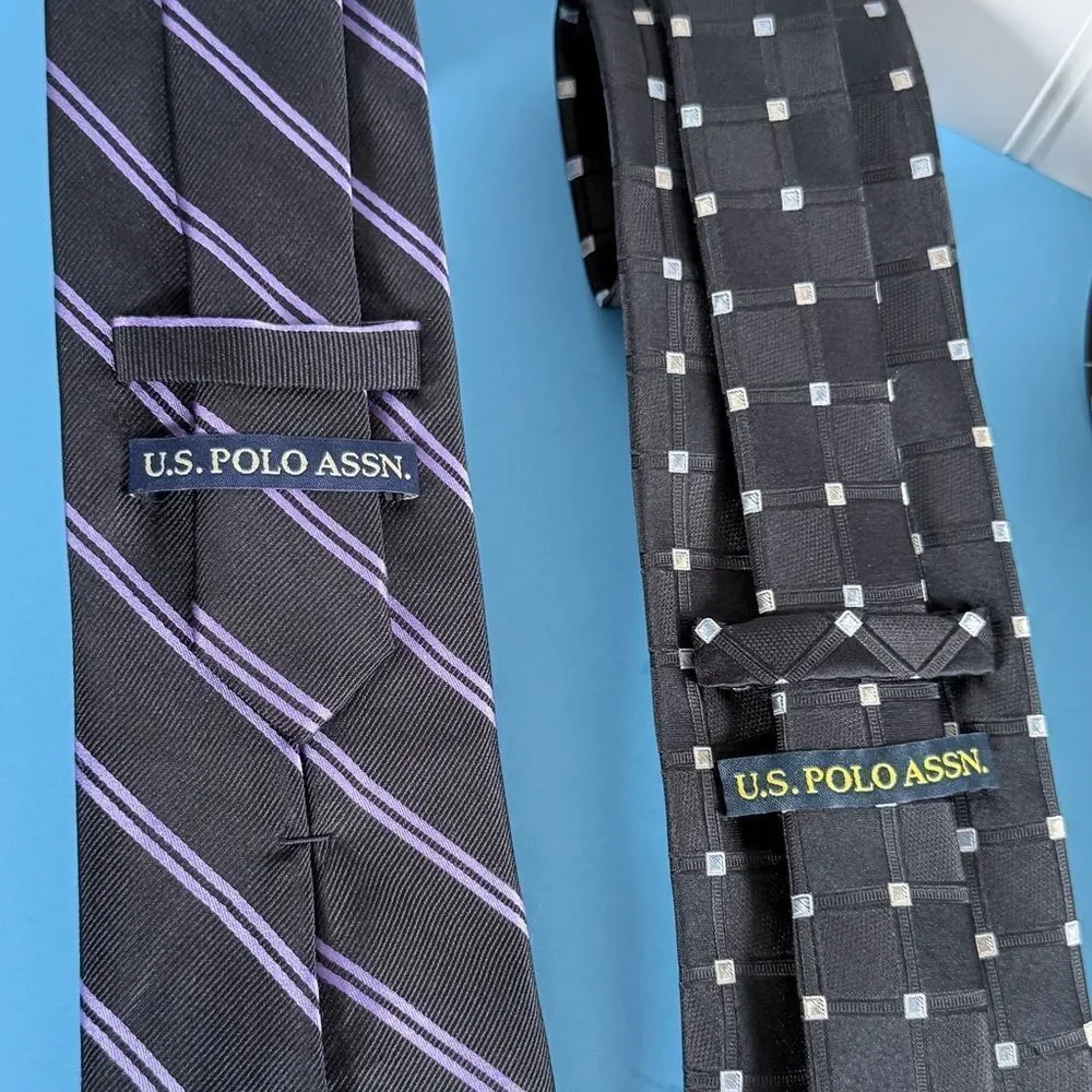 Bundle Of 3 U.S. Polo Assn. Men's Tie Trio - Black, Purple, Brown